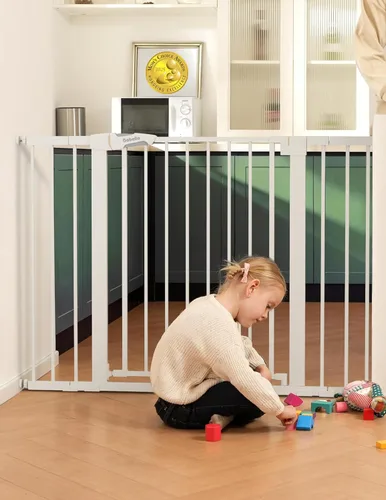 Miniatura 10 de Babelio - Puerta de bebé de 73-109 cm, con cierre automático, fácil de instalar, puerta de seguridad extra ancha para mascotas, Walk Thru