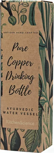 Miniatura 9 de Kitchen Science Auténtica botella de agua de cobre de 34 oz/33.8 fl oz con bolsa de transporte y funda, botella de hidratación ayurvédica a prueba