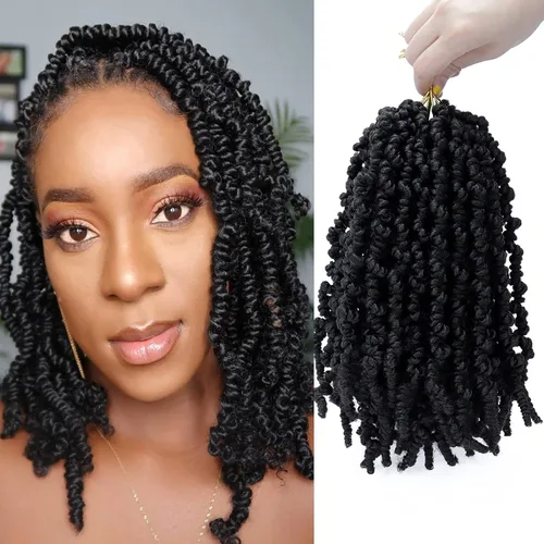 Miniatura 16 de Dorsanee Extensiones de cabello sintético corto estilo Bob Spring Twist de 6 pulgadas, 6 paquetes de extensiones de cabello sintético pretrenzado