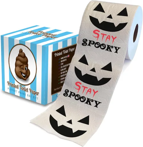 Miniatura 19 de Printed TP Papel higiénico impreso con texto en inglés "Beware of Devil" de Halloween, rollo de papel higiénico aterrador para sorpresa, broma, Rojo