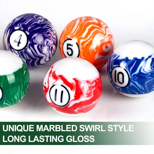 Miniatura 3 de Juego de bolas de billar para mesa de billar, diseño de mármol, remolino y estilo clásico, juego de 16 bolas
