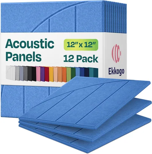 Miniatura 67 de Paneles insonorizantes de alta densidad para pared, forma hexagonal, paquete de 12 unidades de 14" x 12.1" x 0.4", color azul mezclilla Azul denim