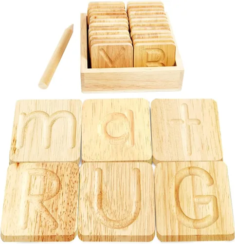 Tableros de madera para trazado del alfabeto - Formación de letras preescolares - Letras del alfabeto Montessori