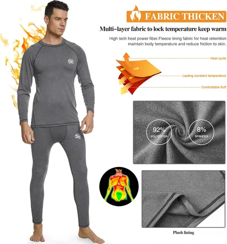Miniatura 4 de mens Compression Base Layers Long Johns Winter Gear With Fleece Lined for Skiing