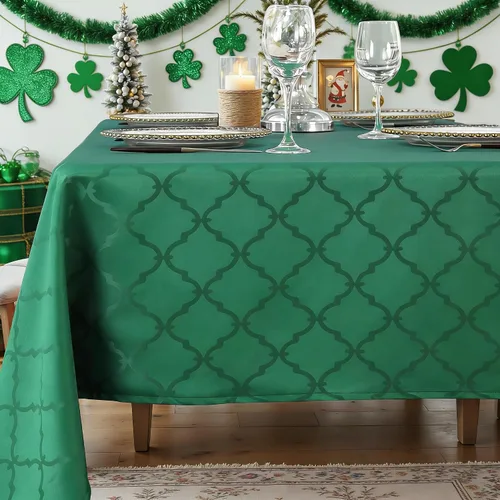 Miniatura 10 de Mantel Sastybale antiarrugas y resistente a las manchas, de tela, rectangular, para mesa de comedor o decoración de fiesta, cubierta de trapo