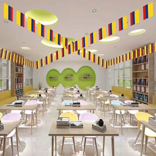 Miniatura 7 de Banderín de bandera de Colombia – 38 banderas, 42 pies, pequeñas banderas colombianas para decoración del país, escuela, fiesta, eventos deportivos