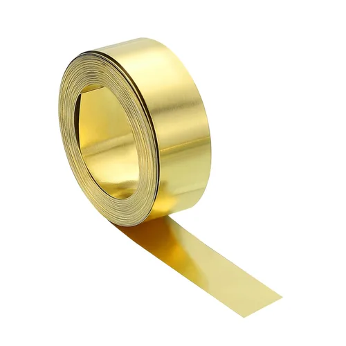 Miniatura 40 de uxcell Rollo de lámina de latón, 40 x 2 x 0.016 pulgadas, rollo de lámina de latón intermitente de metal para manualidades, reparaciones