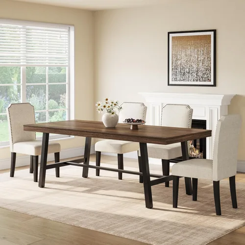 Miniatura 17 de GarveeHome Mesa de comedor industrial para 2-4 personas, mesa de cocina grande de 55.11 pulgadas de largo con marco de metal resistente, encimera