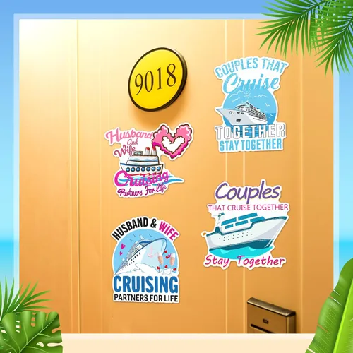 Miniatura 6 de Hoteam 4 piezas decoraciones magnéticas para puerta de crucero para parejas, imanes náuticos divertidos y resistentes al agua para marido y esposa