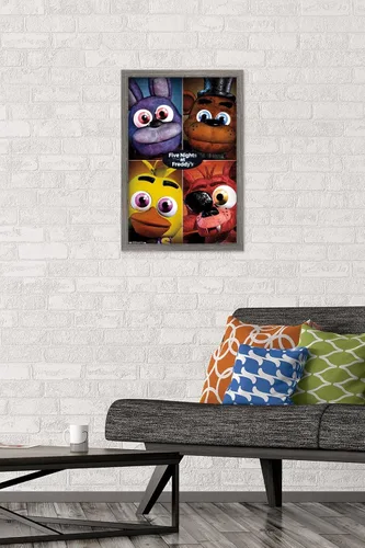 Miniatura 2 de Trends International Five Nights at Freddy's - Póster de pared cuádruple, 14.725 x 22.375 pulgadas, versión con marco de madera tipo granero