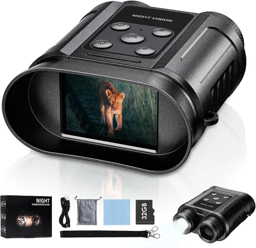 Miniatura 9 de Gafas de visión nocturna, prismáticos compactos de visión nocturna, tarjeta de 32GB incluida, captura de foto/video, herramientas al aire libre
