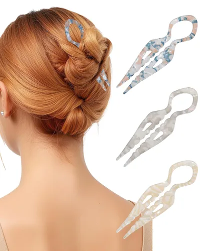 Miniatura 11 de 3 horquillas francesas para el cabello, de acrílico para moño, moños, rizos franceses, diseño dentado antideslizante, ángulo curvado para un mejor