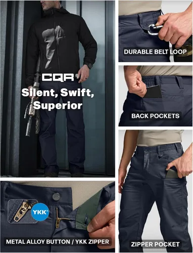 Miniatura 230 de CQR – Pantalones tácticos elásticos tipo cargo para hombre, resistentes al agua, de tela ripstop (antidesgarros), ligeros, ideales para uso diario