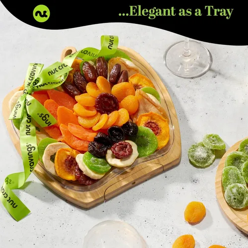 Miniatura 6 de NUT CRAVINGS - Cesta de regalo con arreglo floral de frutas secas navideñas en cesta de regalo de madera en forma de manzana + bandeja (9 surtido)