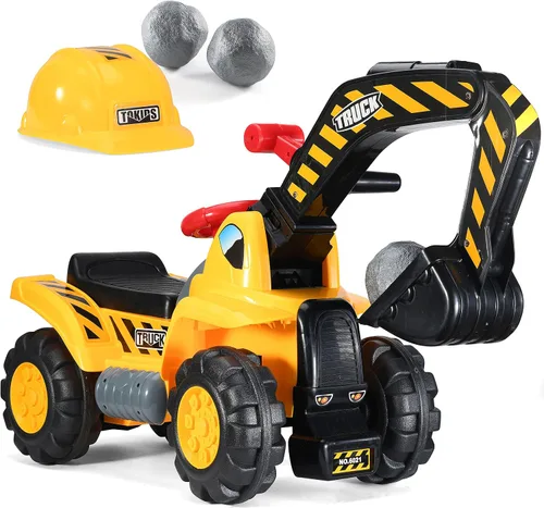 Play22 - Tractores de juguete para niños en excavadora – Sonidos musicales de tractor incluye casco con rocas – Juego de simulación – Camión de