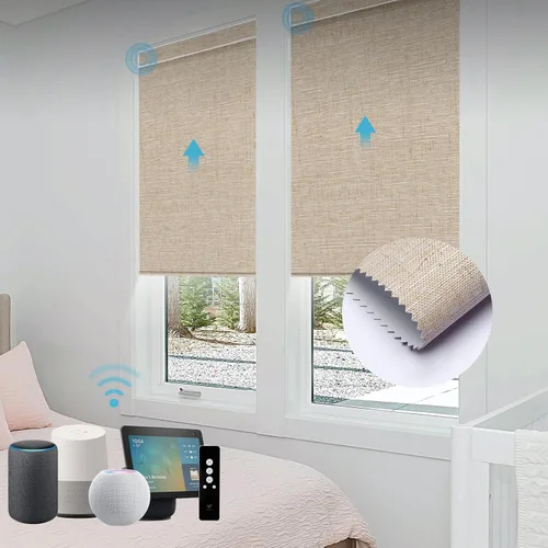 Miniatura 22 de SmartWings Persianas Motorizadas con Sombras para Ventana Control Remoto Funciona con Thread Apple Homekit Z-Wave Alexa 100% Blackout de Doble Cara