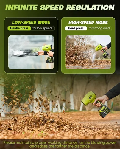 Miniatura 3 de Saker Soplador de hojas inalámbrico, limpiador de polvo portátil, sopladores de mano, 2 baterías de 4.0 Ah, 180.000 rpm, plumero de aire con Verde