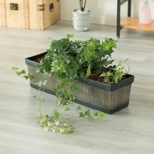 Miniatura 2 de Gardenised QI004121.L - Maceta rectangular de plástico para exteriores e interiores, maceta para plantar verduras o flores, marrón grande