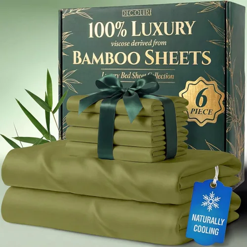 Miniatura 21 de DECOLURE Juego de sábanas 100% viscosa derivada de bambú, tamaño individual, sábanas de lujo de 4 piezas de enfriamiento natural, juego de cama