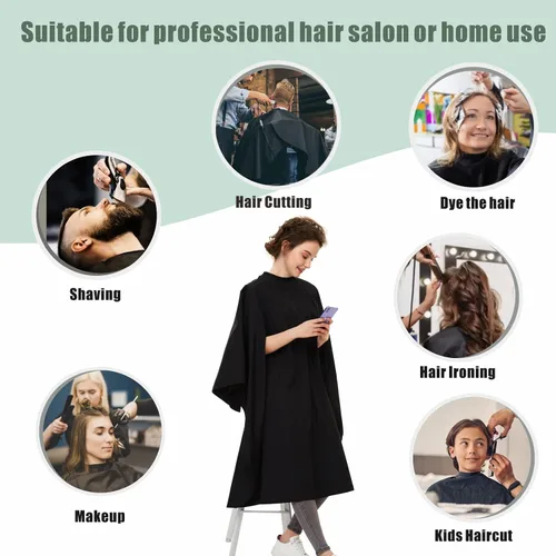Miniatura 2 de izzycka Capa de Barbero Profesional con Sisas - Manos Libres Multiusos 64"x56" Grandes Capas de Salón Impermeables para Estilistas - Capa de Nailon