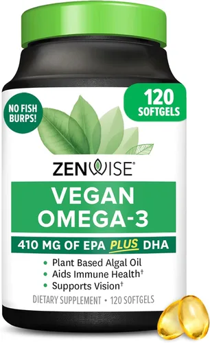 Zenwise - Aceite de pescado vegano omega-3 a base de plantas, fuente alternativa de algas marinas para ácidos grasos EPA y DHA, suplemento sin