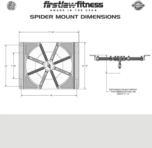 Miniatura 9 de Firstlaw Fitness Spider Mount 140 - Colgador pesado para saco de boxeo - para bolsas pesadas de hasta 140 libras - Fabricado en los Estados Unidos