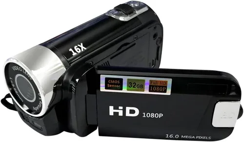 Andoer Cámara de vídeo digital portátil de alta definición 1080P DV 16 MP con pantalla LCD de 2.7 pulgadas, zoom digital de 16x y batería incorporada