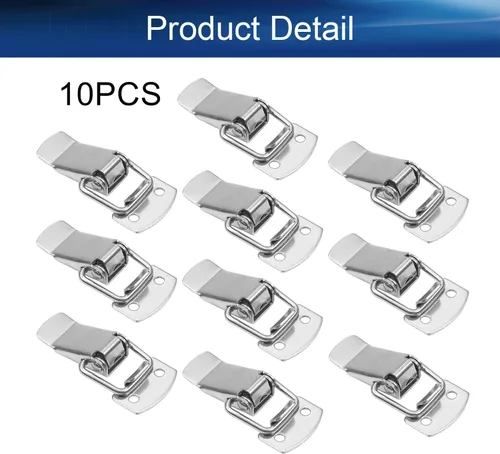 Miniatura 4 de Cerradura de palanca de acero inoxidable 201 de 1.54 pulgadas de longitud con resorte sin agujero de bloqueo, cerraduras con resorte para caja