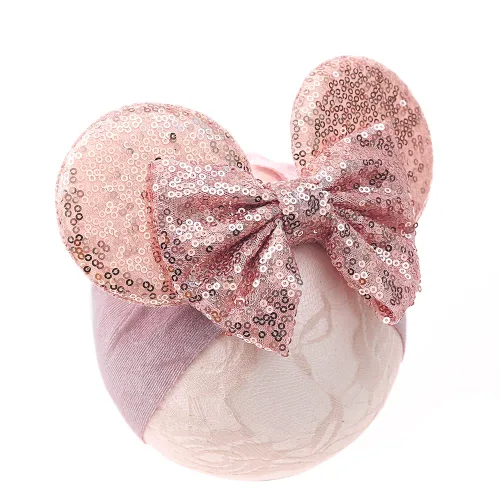 Miniatura 7 de Diadema para bebé niña con orejas de ratón y lazo de lunares 3D, diadema ancha para recién nacido, bebé y niña, accesorios para la cabeza