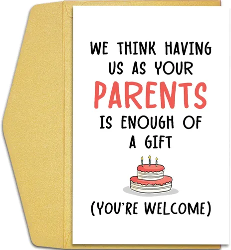 Qiliji Tarjeta de cumpleaños para hijo e hija, divertida tarjeta de cumpleaños de padres, tarjeta de felicitación de cumpleaños atrevida para niños,