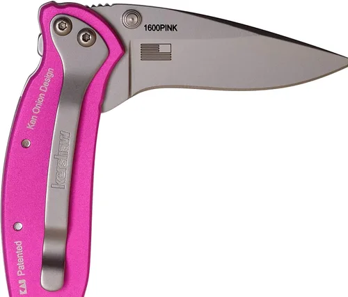 Miniatura 7 de Kershaw Cuchillo de bolsillo rosa cebollino, hoja de acero 420HC de 1.9 pulgadas, mango de acero inoxidable 410, apertura asistida con aleta