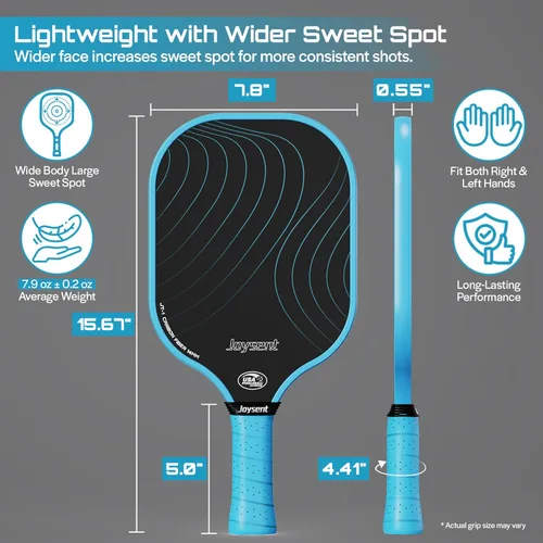 Miniatura 4 de Juego de 2 palas de pickleball aprobadas por USAPA de fibra de carbono con raquetas de pickleball para principiantes, bolas de pepinillo para Azul