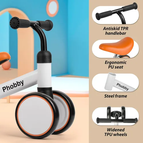 Miniatura 3 de Phobby Bicicleta de Equilibrio para Bebé para Niños y Niñas de 1 a 2 Años, Bicicleta de 4 Ruedas para Niños Pequeños con Asiento Ajustable, Juguete