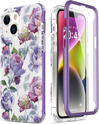 Miniatura 8 de Esdot Funda para iPhone 14 con Protector de Pantalla Integrado, Funda Resistente de Grado Militar con Diseños de Moda para Mujeres y Niñas, Funda