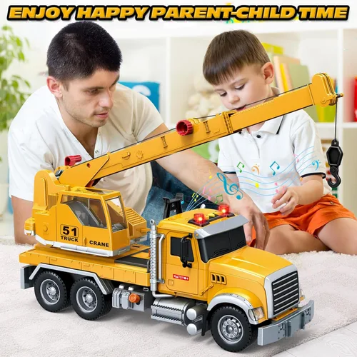 Miniatura 6 de Bstoyder Juguetes para niños de 3, 4, 5, 6, 7 y 8 años, camión grúa juguete con luces, sonidos, vehículo juguete de fricción para niños pequeños