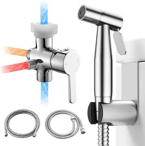 Miniatura 6 de Rociador de bidé de mano para inodoro, rociador de chorro de agua para ducha musulmana, grifo de bidé para pañales de tela para lavado de bebé