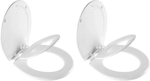 Miniatura 18 de Mayfair NextStep2 - Asiento de inodoro de cierre lento con asiento para orinal integrado para niños pequeños, desmontable, color blanco, redondo