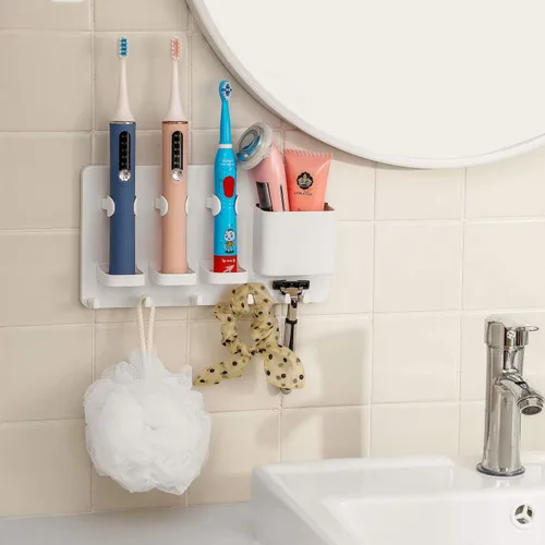 Miniatura 2 de simpletome - Soporte adhesivo para cepillo de dientes eléctrico, montaje en pared, color blanco No Drilling Required Adhesive Installation