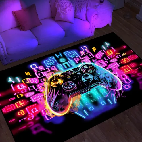 Miniatura 12 de Alfombras de área de juegos para niños, alfombras geniales para jugadores, adolescentes, alfombras grandes de videojuegos para dormitorio, consola