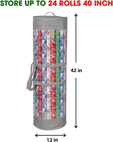 Miniatura 4 de ProPik Bolsa organizadora de papel de regalo para todos tus envoltorios y cintas de regalo, se adapta a rollos largos de 40 pulgadas, soporta hasta