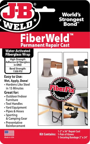 FiberWeld Vendaje de Reparación Permanente 2x36 Pulgadas - Envoltura de Fibra de Vidrio Adhesiva de Alta Resistencia - Negro, 38236