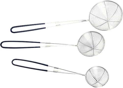 Miniatura 8 de Colador de araña de acero inoxidable sólido para cocinar y freír, utensilios de cocina, colador de alambre, cuchara coladora de pasta con mango