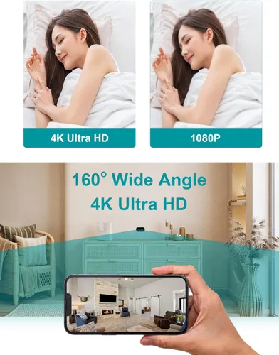 Miniatura 4 de TOQI 4K Cámaras inalámbricas Mini pequeña toma de pared de seguridad WiFi cámara interior para seguridad del hogar 【Actualizado】 (CAM) no soporta 5G
