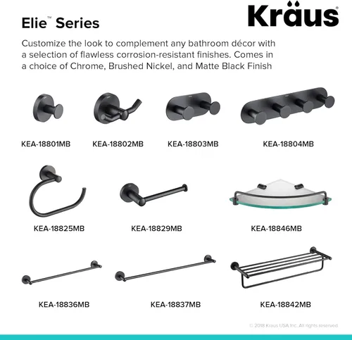Miniatura 4 de KRAUS Elie KEA-18829MB - Soporte para papel higiénico, acabado negro mate, color negro