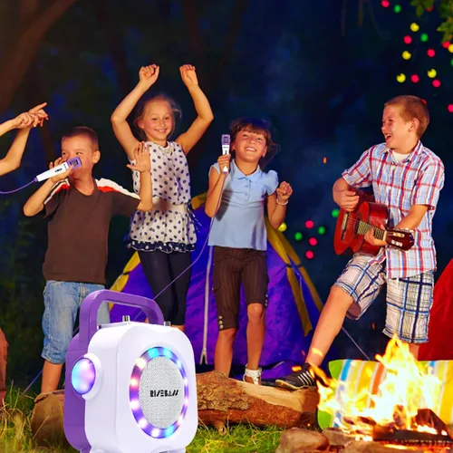 Miniatura 6 de Máquina de karaoke para niños, altavoz Bluetooth con 2 micrófonos, máquina de karaoke portátil para niños para niñas y niños, regalo de cumpleaños