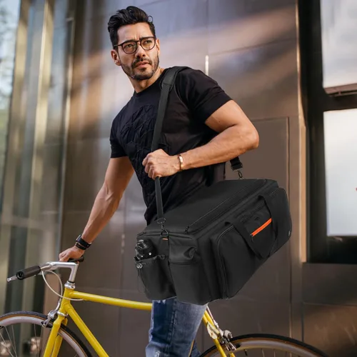 Miniatura 2 de Bolsa de DJ grande incorporada resistente tablero de soporte, bolsa de cable de DJ con 9 divisores desmontables y correa acolchada para el hombro