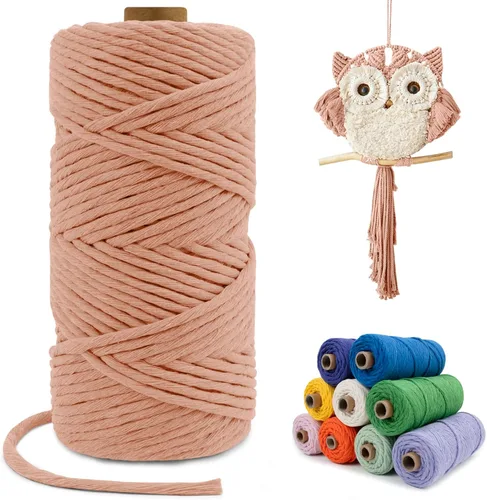 Miniatura 47 de Cuerda de macramé de una sola hebra de 0.197 in x 110 yardas, cuerda de macramé de algodón natural de 0.197 in, cuerda de algodón grueso para colgar
