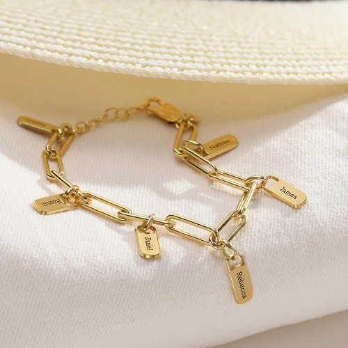 Miniatura 3 de MyNameNecklace Personalized Rory Bracelet with Custom Tag Charms - Diamond Option - by MYKA