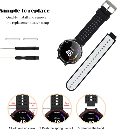 Miniatura 4 de honecumi Correa de repuesto para Garmin Forerunner 235, compatible con Garmin Forerunner 220/230/235/620/630/735XT, correas para reloj de golf