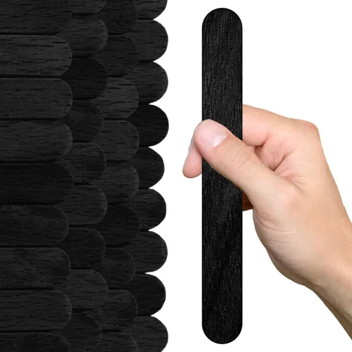 200 palitos grandes de madera negra para manualidades, barras planas gigantes de paletas negras de 8 pulgadas para manualidades, barras planas